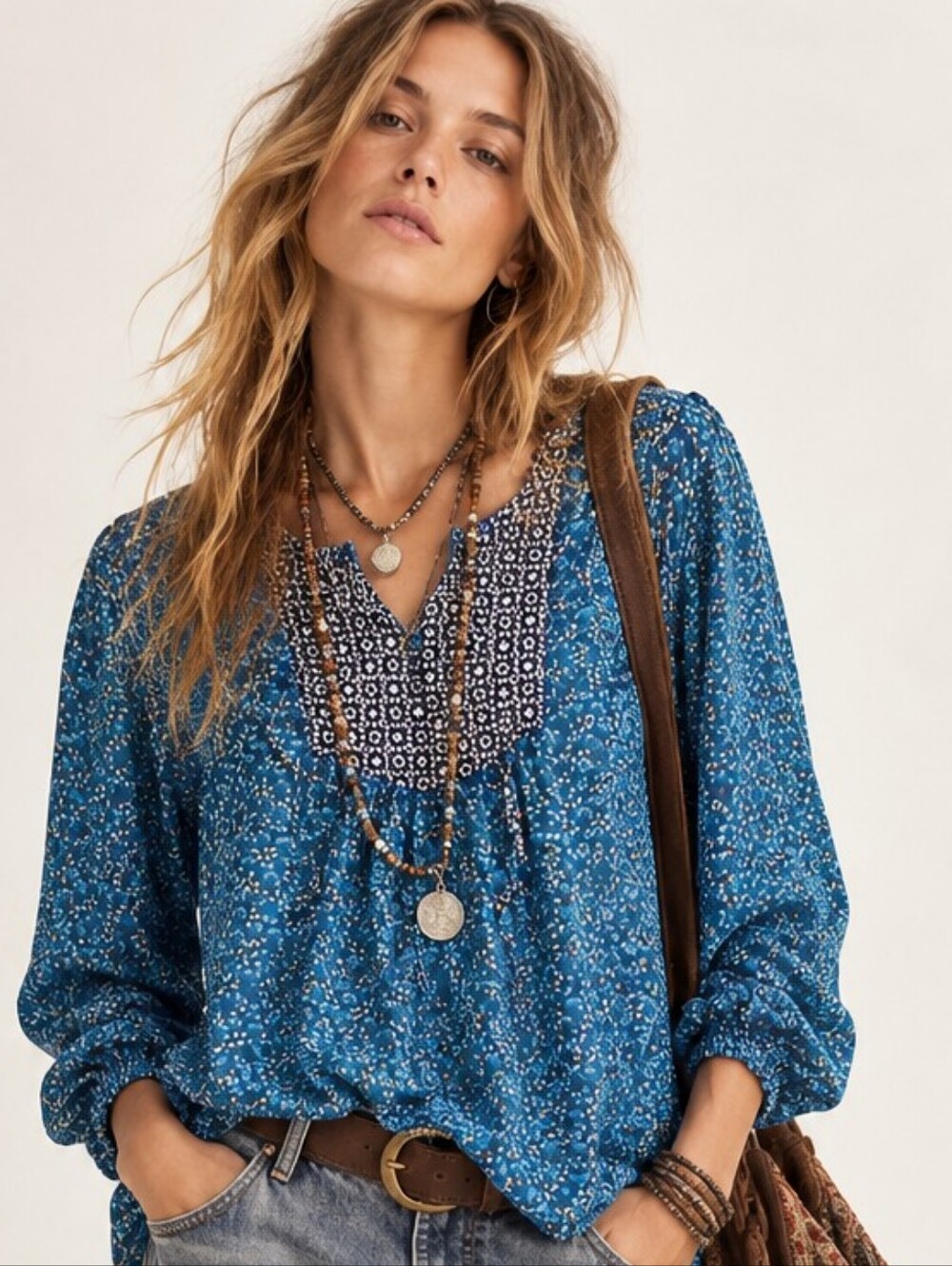 J. Crew Mixed Print Silk blend top